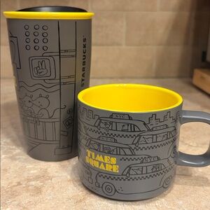 like new Starbucks Times Square ceramic coffee Mug + Travel Mug